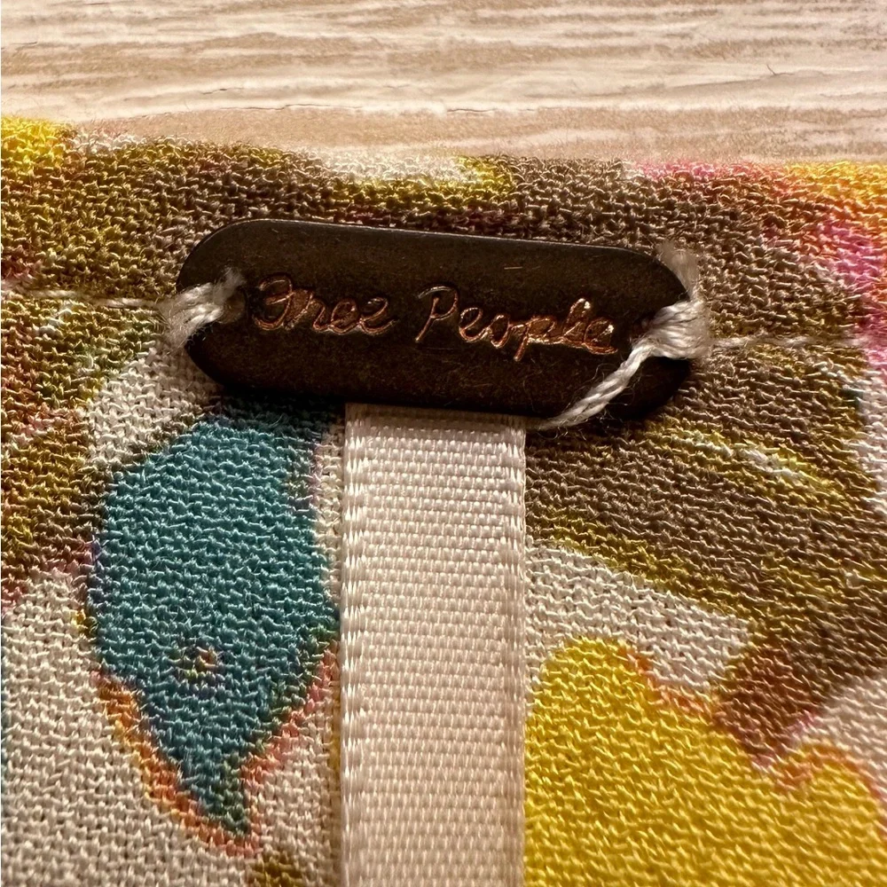 Free People Forget Me Knot yellow floral tie front V neck minidress women’s Sz 8 - Picture 2 of 14